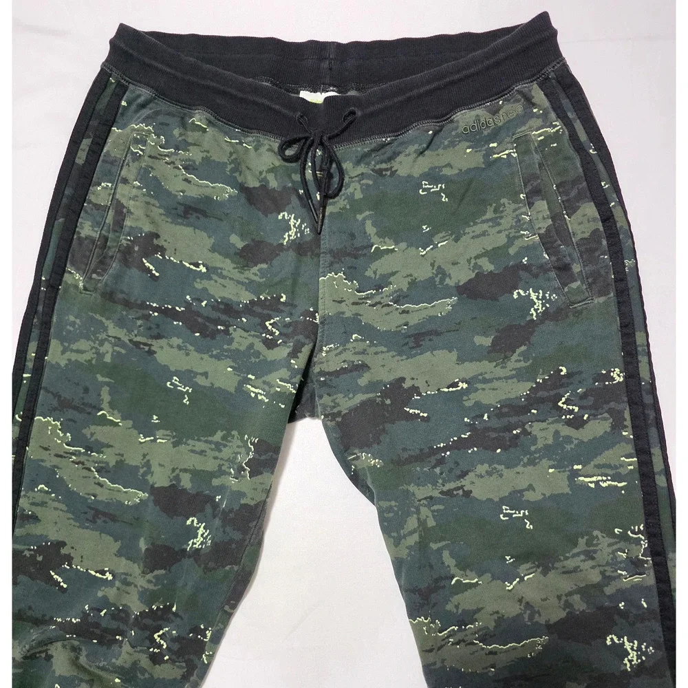 VTG Adidas Neo Men’s Camo Joggers Sweatpants Camouflage Green Size L Y2K